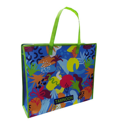 20kg Double Handled Foldable Grocery Shopping Bag Zipper Closure Ramah Lingkungan / Dapat Digunakan Lagi