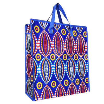 Custom Zipper Closure Laminated Woven Tote Bag Eco Friendly Glossy / Matt Desain