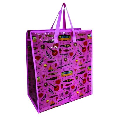 Tas Belanja Woven PP yang Dapat Digunakan Kembali Daur Ulang Polypropylene Grocery PP Laminated Woven Bag