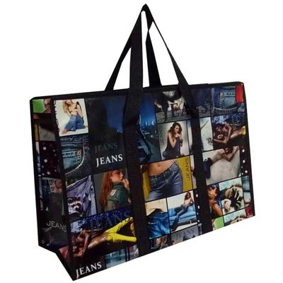 50cm Besar PP Woven Shopping Bag Lapisan Pp Woven Bag Dengan Genggam Panjang