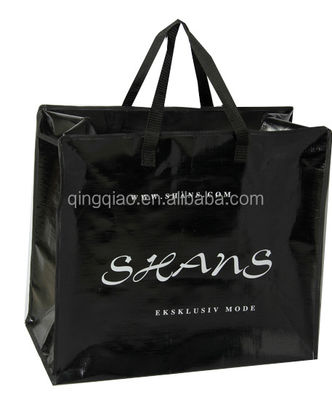 Daur ulang PP Woven Berguna Lagi Pink Shopping Eco Bag Dengan Logo Cetak