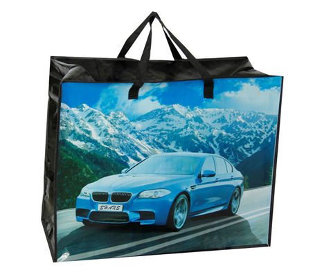 Daur ulang PP Woven Berguna Lagi Pink Shopping Eco Bag Dengan Logo Cetak