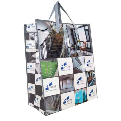 Tas Tote Woven Laminated Eco Friendly yang Disesuaikan Kekuatan Ketahanan yang Kuat Glossy / Matt Finish