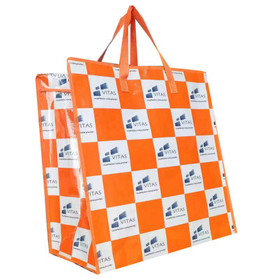 Eco Friendly Waterproof Laminated Woven Shopping Bag dengan Penutupan Zipper