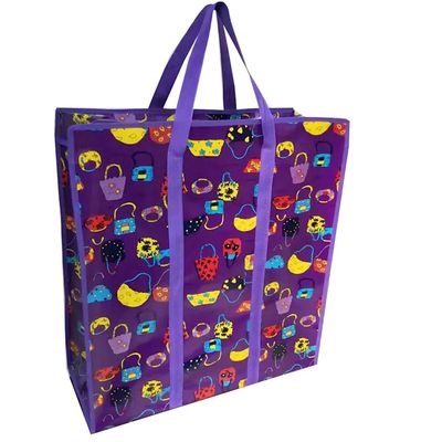 Tas belanja tenun tahan air dengan ritsleting yang dapat digunakan kembali Eco Friendly Nylon Handle Disesuaikan