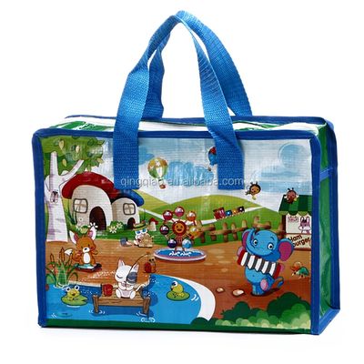 Polypropylene Woven Grocery Tas Belanja Disesuaikan Cmyk Eco Friendly Zipper Penutupan