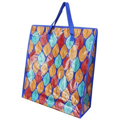 Tas belanja tenun laminasi ramah lingkungan yang dapat digunakan kembali tahan air dengan pegangan tenun