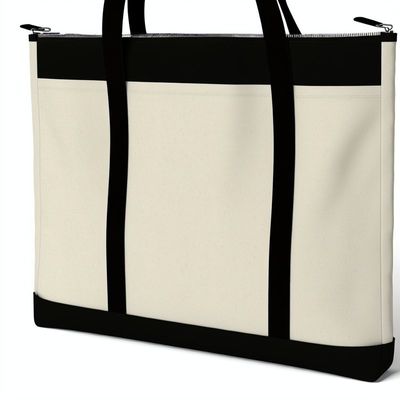 Custom Logo Cetak Zippered Canvas Tote Bag Dengan PP Lining Untuk Perbelanjaan Pribadi