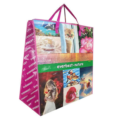 Tas Tenun Laminasi Ramah Lingkungan Dengan Penutupan Zipper Dan Genggaman Tenun