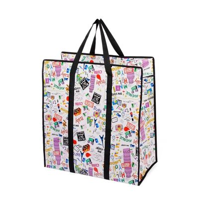 Cmyk Lipat Ganti Digunakan Zipper Non Woven Grocery Bag Dengan Custom Nylon Handle